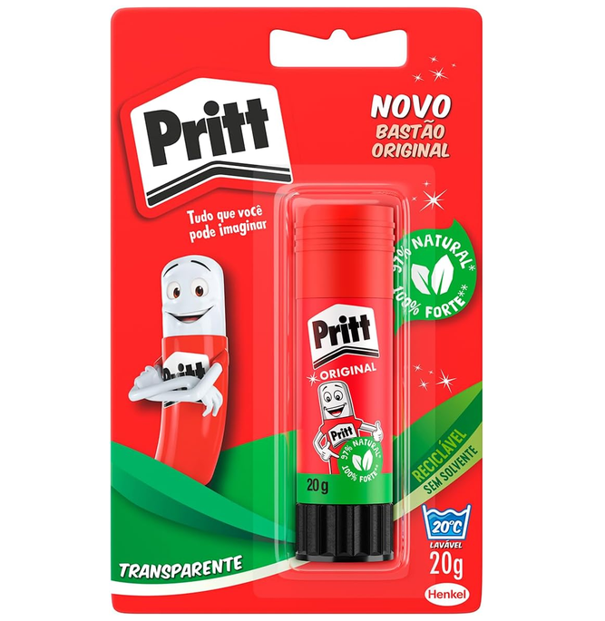 Cola em Bastão Pritt, ideal para escola ou escritório