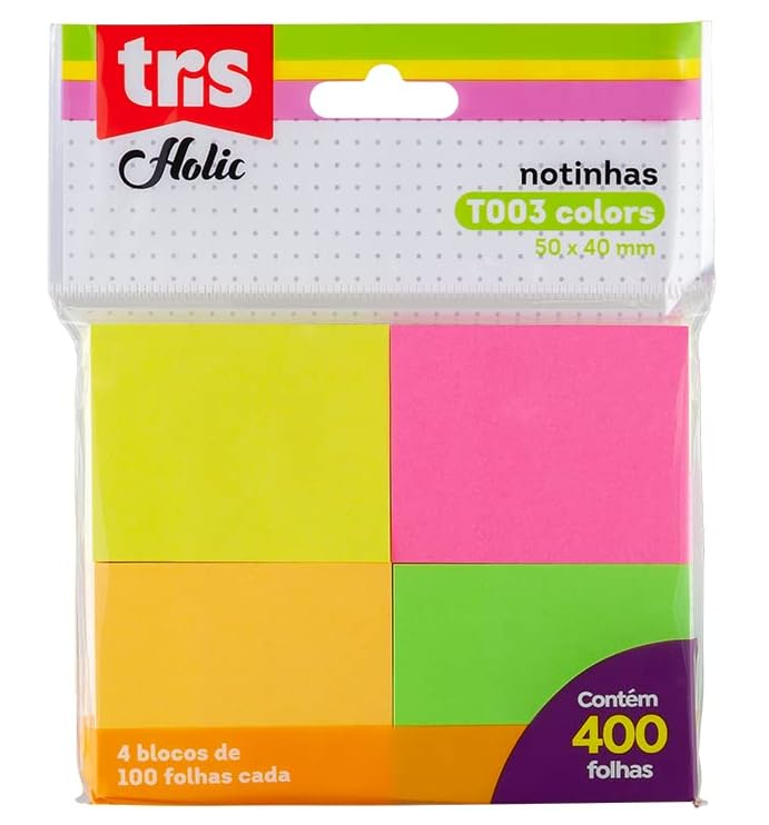 Nota Autoadesiva, Tris, 7897476677446, Multicor, pacote de 100